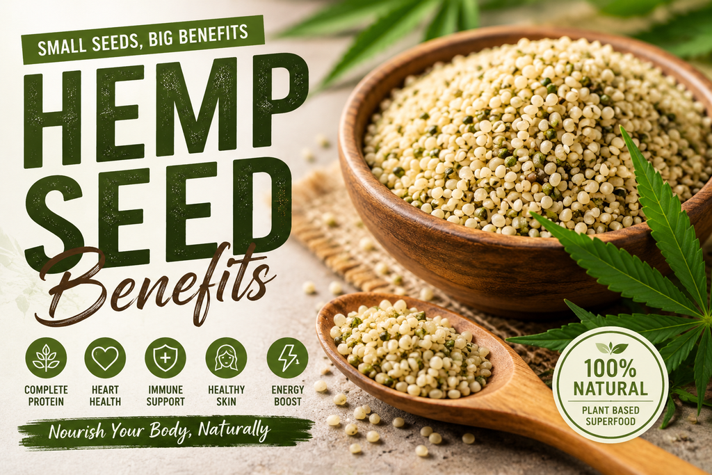 Hemp Seed Benefits: 20+ Reasons to Add Hemp Seeds to Your Diet 2 Hemp seeds and hemp hearts in a bowl with healthy foods