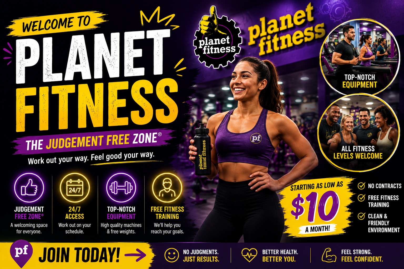 Planet Fitness gym membership, Black Card benefits, equipment and workout area.
