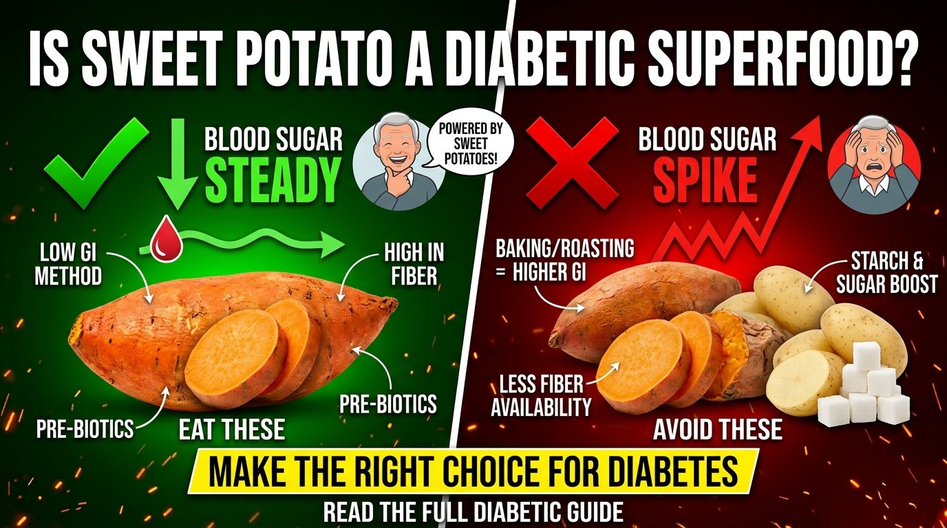 Sweet Potatoes for Diabetics: Benefits, Blood Sugar Effects, Glycemic Index, Portions, and Healthy Ways to Eat Them