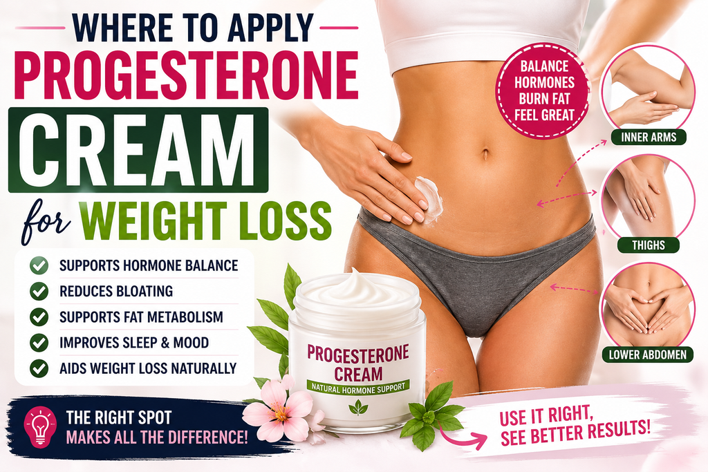 Where to apply progesterone cream for weight loss and common application areas.